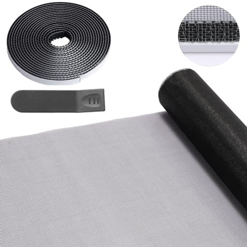 FLYZZZ Fliegengitter Fenster - 120X300cm Insektenschutz Fenstertenschutz für Schiebefenster und Dachfenster mit Fiberglas netz -und Klettband, Diy Ohne Bohren