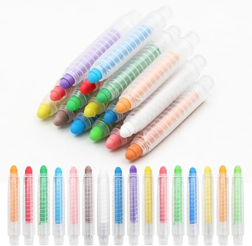 Scettar 16 Pezzi Gessetti Colorati per Lavagna,gessetti Colorati Con Supporto,Gessetti per Lavagna per lavagna Lavabile Non Tossico per Scuola, Ufficio, Studio, Disegnare, Scrivere