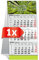 PRIMUS PRINT Tischaufstellkalender 2025 – 3-Monats-Tischkalender zum Aufstellen – Schreibtischkalender, Stehkalender – 95x194mm, 70g Naturpapier, Inklusive Datumsschieber, Verschiedene Ausführungen