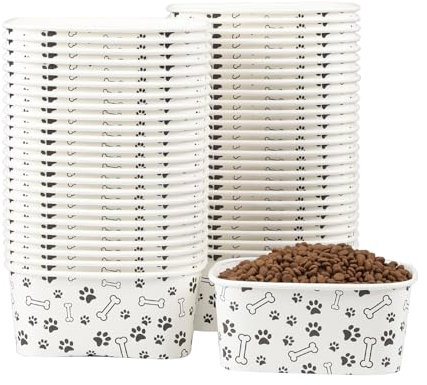 Ctomche 50 Pack Disposable Dog Bowls,Disposable Bowls for Cat Puppy,Thickened Disposable Cat Feeding Bowls for Food Water, Leakproof Pet Bowls for Cats,Dishes for Puppies Parties Travel Wet Dry Food