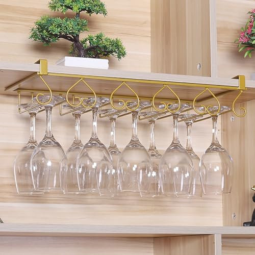 YERUNGT Supporto per Bicchiere da Vino, Stemware Racks, Portabicchieri in Metallo, Porta Calici Sospeso, Bar Home Cup Glass Holder Wine Glass Holder(Gold)