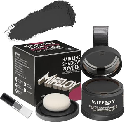 MIFELOY Unsichtbares Ansatzpuder, Männer Wasserfestes Haaransatz Puder, Frauen Soforteffekt Concealer zur Haarverdichtung, Haar Abdecken zum Ansatz kaschieren Dünne Stellen Kahle Graue, Schwarz