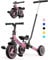 besrey 7 in 1 Kleinkind-Dreirad mit Lenkschiebegriff für 1-5 Jahre, faltbares Laufräder, Kleinkind-Fahrrad mit Radkupplung, größere Räder, abnehmbare Pedale, höhenverstellbarer Sitz,Rosa