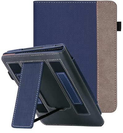 WALNEW Ständer Hülle für 7 Kindle Paperwhite 12. Generation 2024 und Kindle Colorsoft Signature Edition, Kickstand Schutzhülle Tasche mit Zwei Handschlaufe und Auto Sleep/Wake Funktion