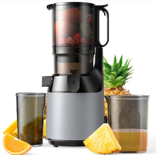 Juicer | Large Feed Chute 130mm Masticating Juicer| 250w Cold Press Juicer | Slow Juicer Machines | Juice Extractor for Whole Fruits & Vegetables, Heavy Duty, Easy to Clean,Grey