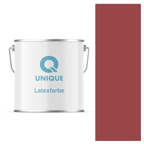Q UNIQUE Latexfarbe 5L (ca.35m2) Dunkelrot Innenfarbe Wandfarbe Deckenfarbe Klasse 3 Mattfarbe Scheuerfest Hohe Deckkraft
