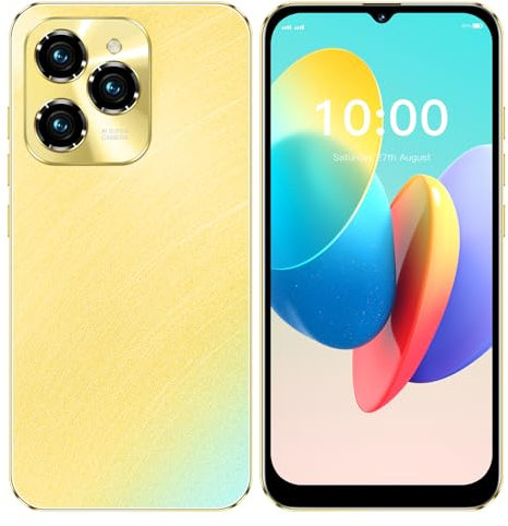 CatCalls Cheap Smartphone, Hot40Pro Android 12 Mobile Phone, 32GB ROM/256GB TF, 6.3 HD+ Waterdrop Screen, 4500mAh, Dual Camera 13MP, 4G Dual SIM Free Unlocked Phone (HOT40Pro-Gold)