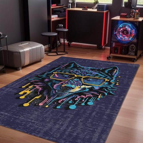 bamyum Fearless Gamer Bedruckter Teppich Chenille-Druck Maschinell Hergestellt für Spielzimmer, Gamer-Teppiche für Schlafzimmer, Videospiel Waschbarer Gaming-Teppich 200x300