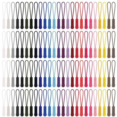 100 Stück, Nylon-Reißverschlussanhänger, 25 Farben Ersatz-Nylonkordel, Reißverschlussanhänger, starke Kordelfixierung, Reißverschlüsse für Kleidung, Gepäck, Rucksäcke, Jacken, Handtaschen