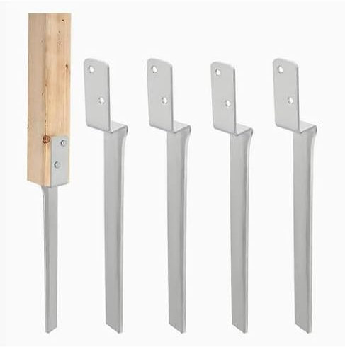 WRQIOO Einschlaghülse, 4er Set Einschlagbodenhülse, L-Pfostenträger Bodenhülse für Vierkant-Holzpfosten, 50 cm Bodenanker Schaukel, Einschlagen Erdanker für Schaukel, Zäune, Gartenprojekte