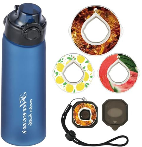 Alpha Fit Bouteille d'eau aromatisée – Compatible Air Up, 900 ml, anti-fuite, sans BPA avec 3 capsules de saveur, incassable et passe au lave-vaisselle (bleu mat)