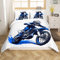 Loussiesd Graffiti Dirt Bike Duvet Cover Set Single Size For Kids Boys Teens Men Extreme Sports Bedding Set Racing Motocross Rider Comforter Cover with 1 Pillowcase Blue Motorbike Pattern
