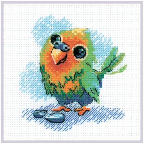 Riolis Kreuzstich Stickpackung Kleiner Papagei, Zählmuster, 15x15cm