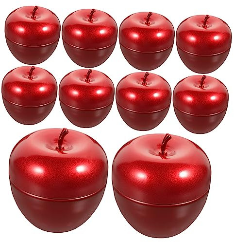 HOMSFOU 10 Stück Teiliges Apfel Design Blechdosen Praktische Aufbewahrungsdosen für Süßigkeiten und Tee Hochwertige Langlebige Vorratsbehälter für Zuhause und