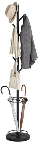 YATINEY Baumförmiger Garderobenständer, 179 cm hoch freistehender Kleiderständer, Jackenständer, Garderobe mit Schirmständer für Hüte, Taschen, für Schlafzimmer, Büro und Wohnzimmer, Schwarz XYM03BB