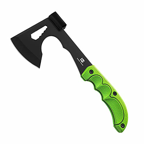 KHU Camping Axt Überlebensbeil Axt mit Scheide - Nylon Fiber Griff für Outdoor Jagd Wandern Camping Ausrüstung (Grün - AX3053)
