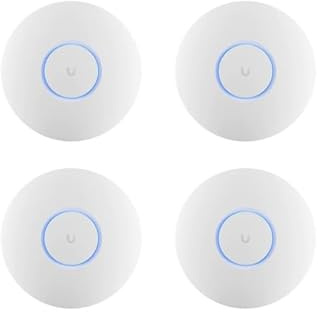 Ubiquiti UniFi U6+ WiFi 6 AX3000 Access Point Bundle 4 Pezzi – Dual Band 2.4GHz 5GHz, PoE, Router Wireless Professionale, Sistema Mesh, Ripetitore WiFi Casa e Ufficio