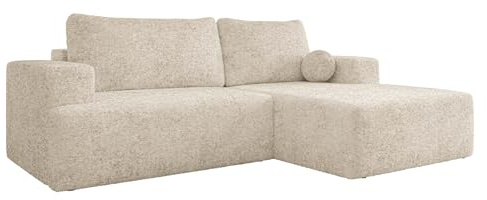Mirjan24 Ecksofa Mivo mit Schlaffunktion & Bettkasten, L-Form Schlafsofa mit Langer Ottomane, geradem Armlehne, Wohnlandschaft für Wohnzimmer & Gästezimmer (Fredo 15, Seite: Rechts)