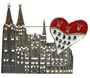 Unbekannt Herren Damen Brosche ~ Dom mit Herz-Wappen ~ aus Zinklegierung & Eisen Anstecker Kölner Dom Karneval Köln Kostüm