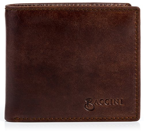 BACCINI EastWest Geldbeutel mit vielen Fächern mit RFID Schutz echt Leder - Brieftasche Leandro EastWest - Geldbörse Herrentasche mit - Ledertasche Herren braun handgefertigt