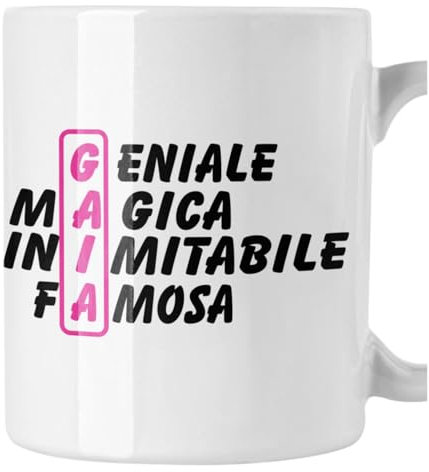 bubbleshirt Tazza Mug divertente con nome Gaia e aggettivi simpatici Idea Regalo Compleanno Natale in ceramica