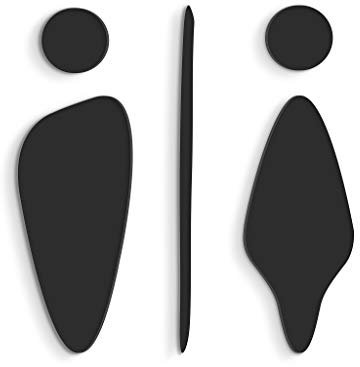 3DP en Relief, Figure Adhésifs | Signs WC [E] | Homme, Femme - Symboles de Décalque de Mur de Toilette de Salle de Bains (Noir)