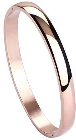 MILAKOO Damen Armreif Edelstahl Armband Maschette Armband für Damen 6mm Glatt Poliert Oval Armbänder Roségold