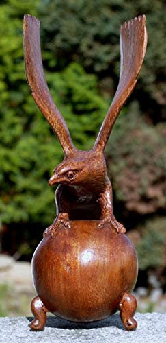 Wogeka Filigraner Stein Adler auf Kugel SKULPTUR Dekoration Holz Greifvogel Adler08