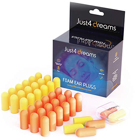 Just4Dreams Noise Cancelling Wiederverwendbare Ohrstöpsel Schaumstoff Ohrstöpsel zum Schlafen Geräuschreduzierung & Gehörschutz Bequem & Benutzerfreundlich Ideal für Schlaf, Studium, Arbeit,