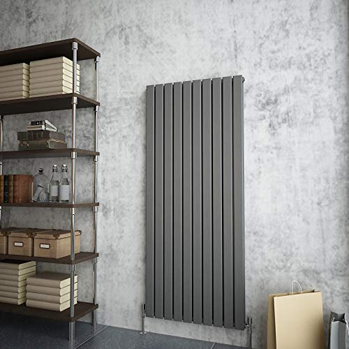 Designer Vertical Radiator Flat Panel Modern Centre Heating Anthracite 1600x680mm Double-Perfect for Bathroom,Hallway, Living Room