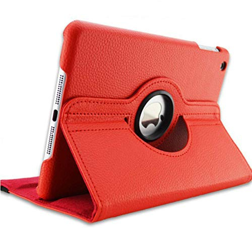 Hülle mit Schlaf-Weckfunktion-Abdeckung für iPad Air 2 Hülle Modell A1566 A1567 Tablet-Hülle 360 ​​Grad rotierendes PU-Leder schalenrot