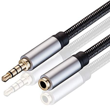 Audio Mic Extension Cable 15M,3.5mm Aux Headphone Extender 4-Pole Jack Plug Extension Lead Stereo Male to Female Braided Cord for Headset,TV,Laptop,Phone,Switch Lite,Car,PS4,Xbox and more(50Ft/15M)