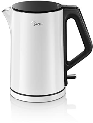 Midea Bollitore Acqua Elettrico 1.5L,Bollitore ad Acqua Calda senza BPA, Base Rotante a 360 °,Indicatore 2200W Rapida Ebollizione Spegnimento, Automatico Protezione da Evaporazione a Secco, Bianco