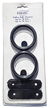 Grewal Equestrian Equal Black Peacock Safety Stirrup Rubber Rings and Leather Tabs