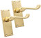 Victorian Scroll Internal Door Lever Latch Handles – Chrome/Brass/Satin, Suitable for All Types of Internal Doors 118x40mm Backplate (Polished Brass)