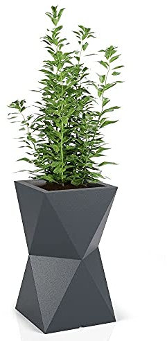 FORVEGA, Valencia, Hoher Blumentopf mit Ablage, Modernes Design, Langlebig, Frost- und UV-beständig, Polyethylen, Anthrazit, 70 cm