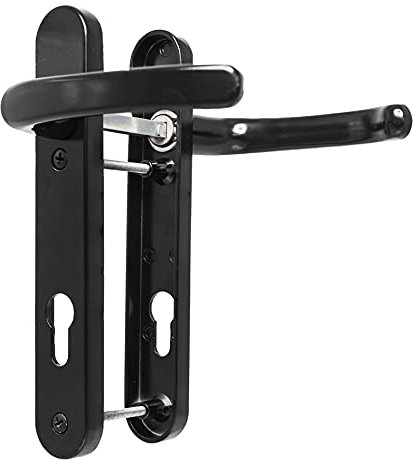 UPVC Door Handles Set - Black - Lever/Lever - 92mm PZ (Centres) - 122mm Screw to Screw - Backplate 212mm X 34mm- Black Replacement- PVC Door Handle