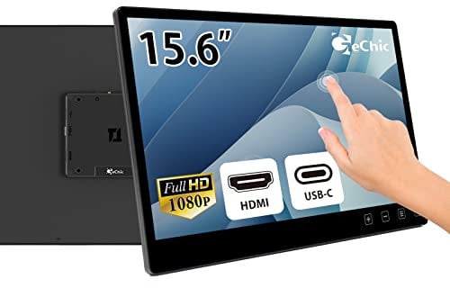 Gechic Touch Monitor 15,6 Zoll T151A Einbau Touchscreen Monitor mit HDMI/USB Typ-C (DP Alt), FHD kapazitiver Touchscreen, VESA 75 für Systemintegration/POS/Kiosk Automat
