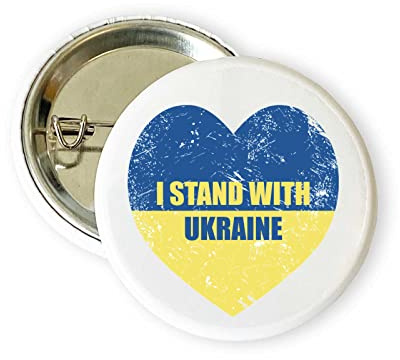 stika.co I Stand with Ukraine Badge Pin Button Badge United against War 38mm Button Chest Pin Badge, Metall