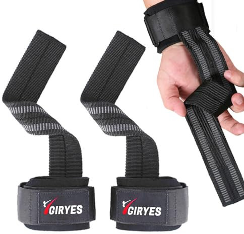 GIRYES Zughilfen Mit Handgelenk Bandagen Fitness, Zughilfen Krafttraining Mit Handgelenkpolster für Fitness, Bodybuilding, für Frauen und Männer.