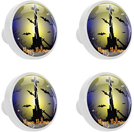 Halloween Gruseliges Webed Friedhof mit toten Baum Spoders Kristall Glas Schrankknöpfe Schubladengriffe für Küchenschränke Kommode Schrank Kleiderschrank Ziehen Griffe