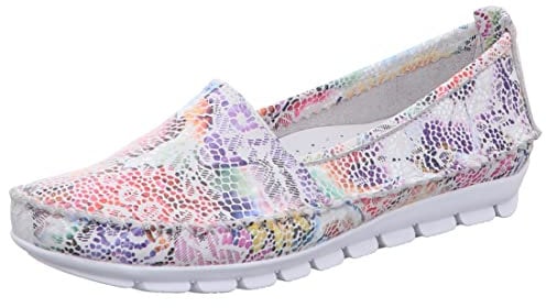 Gemini Damen Slipper Mokassin Leder Mosaik Optik bunt 003122-62, Größe:42 EU, Farbe:Mehrfarbig