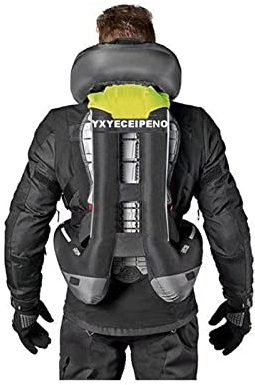 Gilet Airbag Giacca Riflettente Nastro Su Petto E Schiena Gilet Gonfiabile Moto Leggero Para Motocicletas, Bicicletas, Equitación, Negro, Talla S