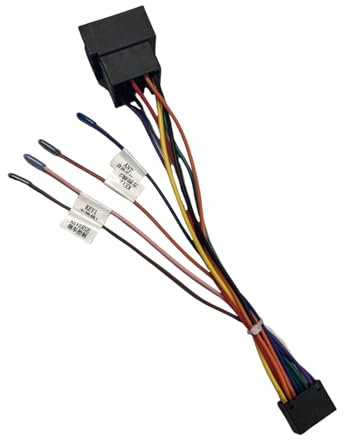 Epronic 16 Pin Adattatore ISO per Autoradio Android 16 Poli Standard ISO Cavo Connettore con Linee di Controllo del Volante e Linea di Controllo Inverso Adattatore Cavo Connettore