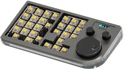 KEEBMONKEY Megalodon 30% Designer Keyboard/Macro Pad QMK/VIA Compatiable with USB Hub Function/30 Keys with Numpad and Knob (Grey)