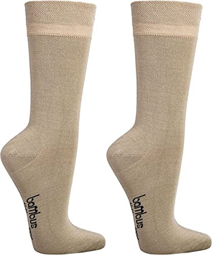 WOWERAT Computer-Kinder-Söckchen uni-Farben VISKOSE-BAMBUS 3er-BÜNDEL (Gr.31-34, beige)