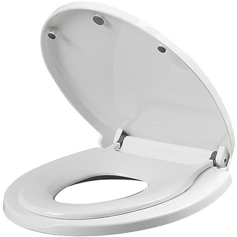 Family Toilet Seat 2-in-1 Toilet Seat with Removable Built-in Child Seat V Shape Family Toilet Seat Universal Fit Soft Close Toilet Seat for Toddlers & Adults