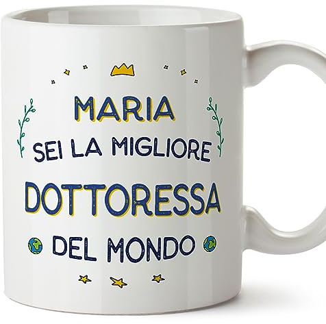 MUGFFINS Tazas Personalizadas para MÉDICA mujer - En Italiano - Migliore del Mondo - 11 oz / 330 ml - Regalo Personalizable original y divertido