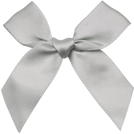 200 Stück Mini Satinband Schleifen, 7cm Satin Band Deko Schleifen Mini-Schleifen Klein Satin Band Schleife für Nähen,Scrapbooking,DIY Basteln Hochzeit Valentinstag Geschenkschleifen -Silber grau
