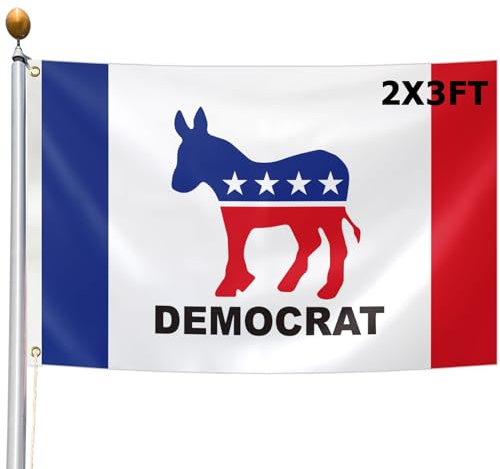 Kartasura Demokratische Partyflagge, 6 x 90 cm, 3-lagig, doppelseitig, Demokraten-Esel-Flaggen mit Messingösen und lebendigen Farben, für Zuhause, Hof, Festival, Outdoor-Dekoration